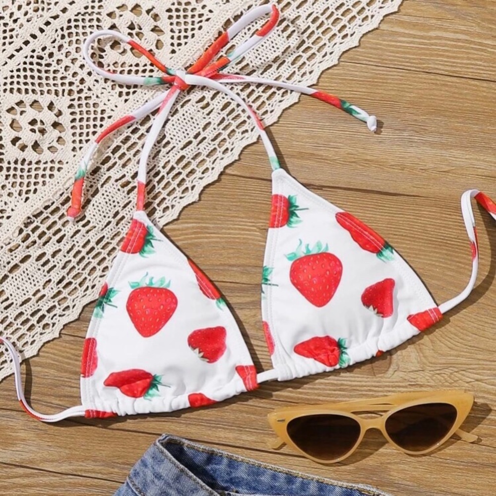 Strawberry triangle bikini top